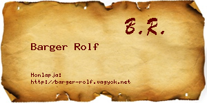 Barger Rolf névjegykártya